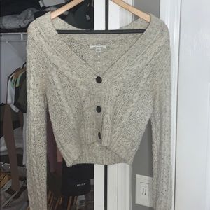 Trendy Cropped Button Up Sweater